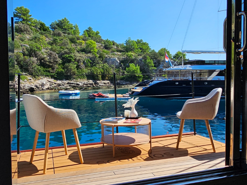 Balcony onboard Yacht Scorpios