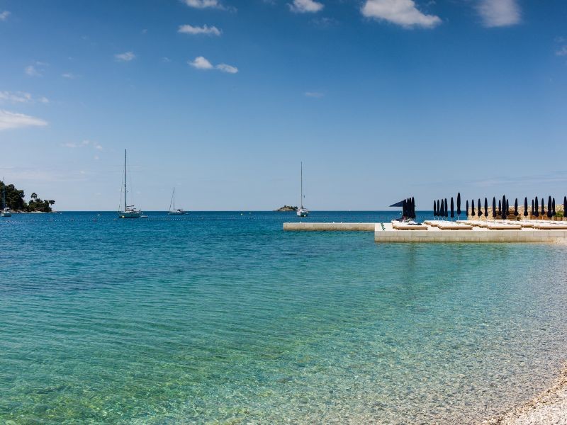 Pebble beach in Rovinj