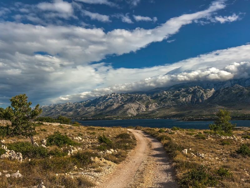 Road on Mount Velebit with a view of the sea