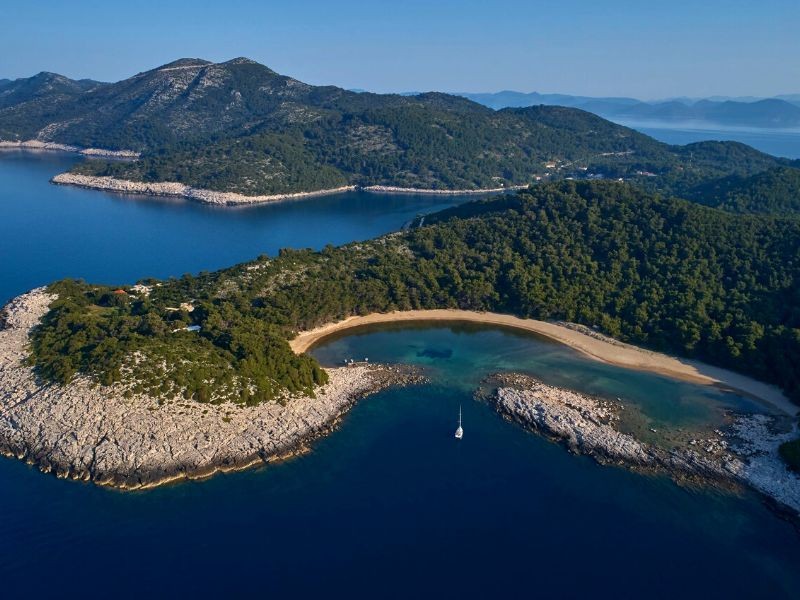Aerial view of island of Mljet