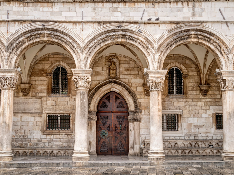 Front Facade of the Rectors Palace in Dubrovnik, Croatia