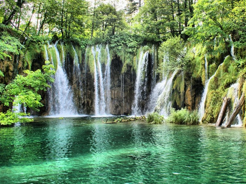 A set of lakes in the National Park Plitvice lakes