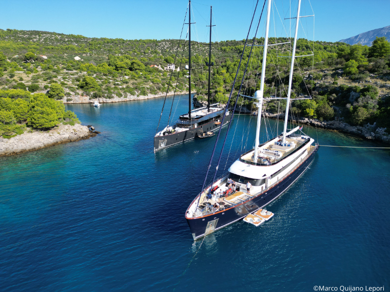 Yacht Scorpios & Clase Azul anchored side by side