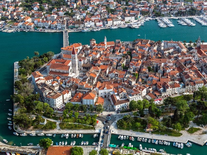 Aerial view of the city of Trogir