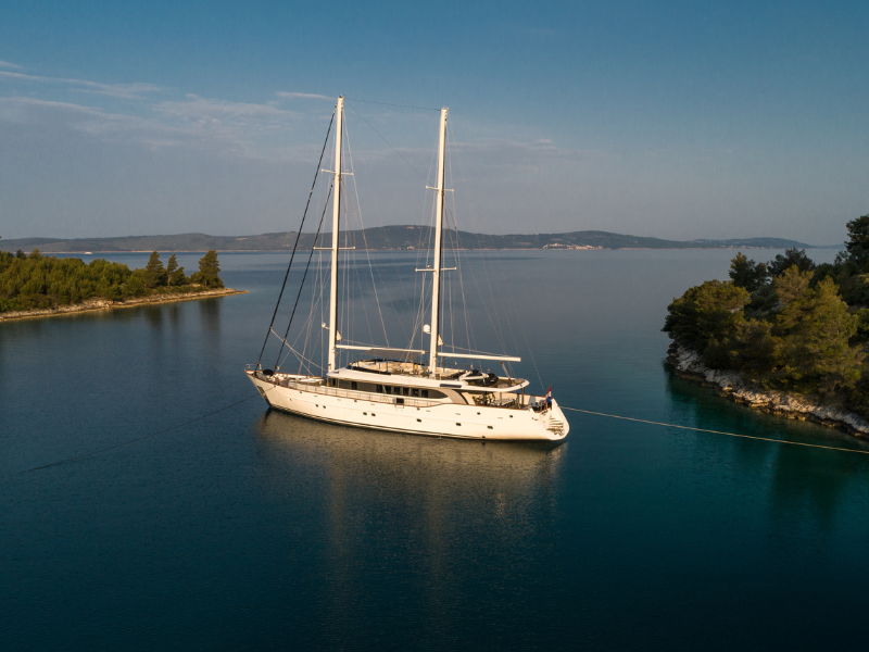 MSY Navilux anchored in a beautiful Croatian bay