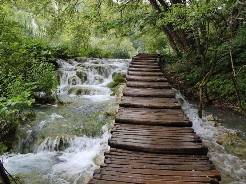 Wooden path on the National Park Plitvice lakes