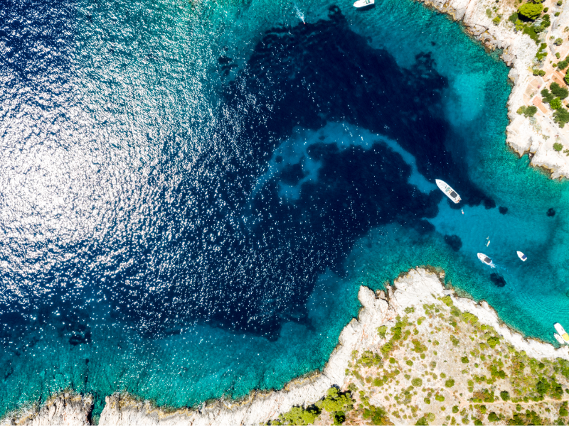 Aerial view of Paklinski Islands in Hvar Croatia